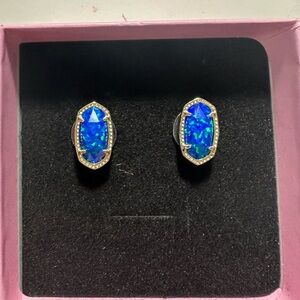 Kendra Scott blue Opal Ellie stud earrings gold hardware